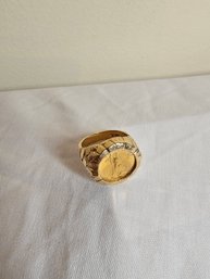 14k Gold Men's Ring With $5 Gold Coin