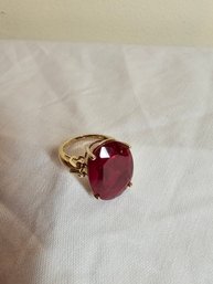 Large Ruby Set In 10k Gold Ring