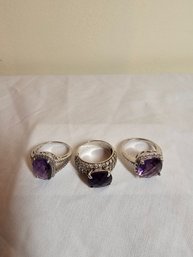 3 Sterling Rings Sized 7 To 8