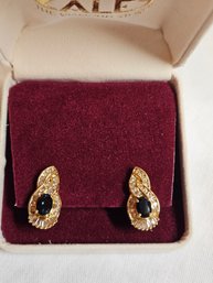 14k Gold With Sapphire And Diamonds Earrings