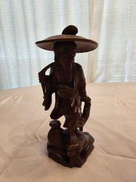 Chinese Carved Wooden Man Fishing