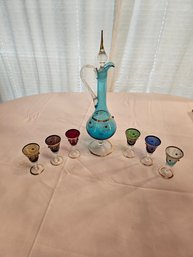 Colored Bohemian Glass Lot