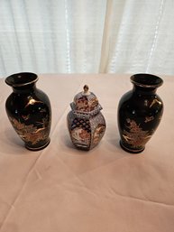 3 Japanese Vases Lot
