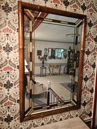 Wood And Faux Stained Glass Mirror