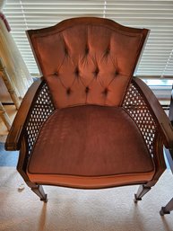 Pair Of Upholstered Brown  Wood Chairs