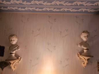 Pair Of Chalkware Busts And Sconces Alexander Backer Co