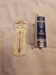 Vintage Berlin Nh Advertising Bank And Thermometer