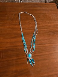 Native American Sterling And Turquoise Necklace