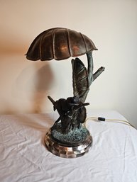 Bronze And Mother Of Pearl Frog Lamp