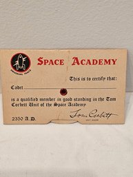 Tom Corbett Space Cadet Membership Card And Decoder