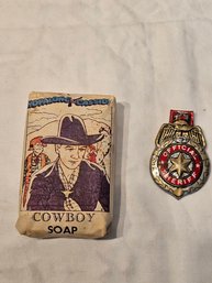 Hop Along Cassidy Soap And Tin Litho Sheriff's Badge