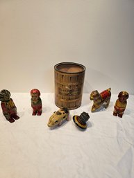 Barrel Of 6 Mechanical Toys