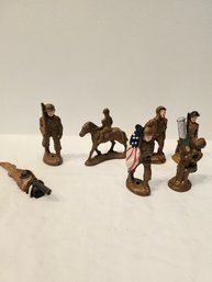 Molded Composite Toy Soldiers Lot Of 7