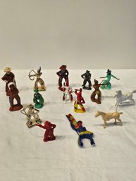 Asst Cowboys And Indians Toy Lot Plastic And Composite