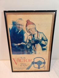 Victor Bicycles Original Advertisement In Glass Frame