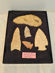 Stone Tools Knife And Arrowheads Lot Of 5