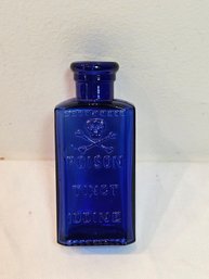 Blue Cobalt Glass Tincture Of Iodine Poison Bottle