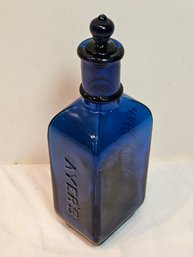 Ayers Hair Vigor Glass Bottle Cobalt Blue