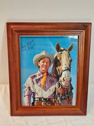Cardboard Photo With Original Pen Autograph Roy Rogers And Trigger