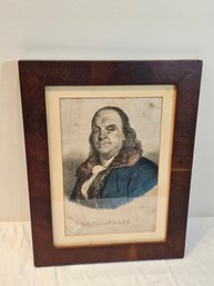 Antique Colored Engraving Of Ben Franklin