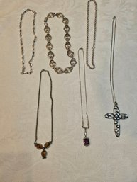 Sterling Necklaces Lot Of 6