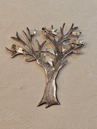 Sterling Birds In Tree Brooch