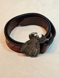 Skinny Leather Belt With Angel Buckle