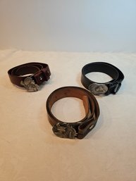 3 Vintage Belts With Angel Buckles