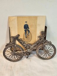 Antique Bicycle Picture Frame With Police Officer On Bike Card