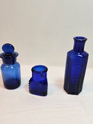 3 Blue Bottles Lot