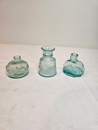 3 Antique Glass Inkwells