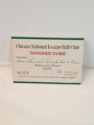 Chicago Cubs Wrigley Field Season Ticket 1937