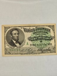 1893 World's Columbian Exposition Original Ticket In Amazing Condition