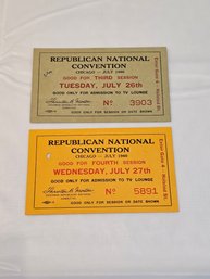 1960 Republican National Convention Original Tickets 3rd And 4th Session