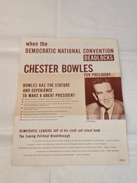 Chester Bowles 1960 Presidential Campaign Letter