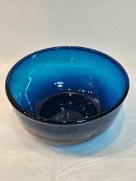 Antique Hand-blown Cobalt Blue Glass Bowl
