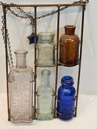 Collectible Antique Glass Bottle With Custom Hanger