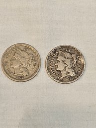 Pair Of Three Cent Pieces