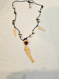 Shells And Bone Carved Fish Necklace