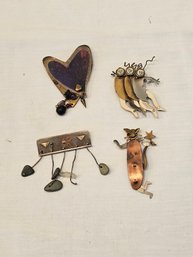 4 Homemade Pins Lot 1 Signed