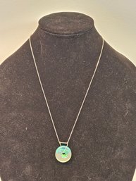 Sterling Necklace With Art Glass Pendant