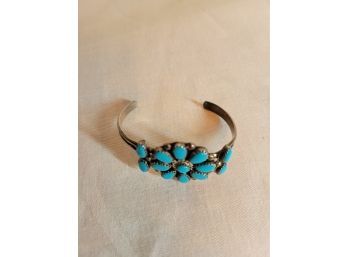 Zuni Sterling Silver Ans Turquoise Bracelet