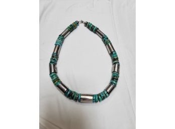 Turquoise And Silver Choker