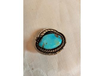 Sterling And Turquoise Brooch