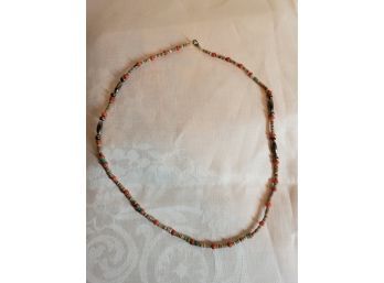 Coral Turquoise And Silver Necklace
