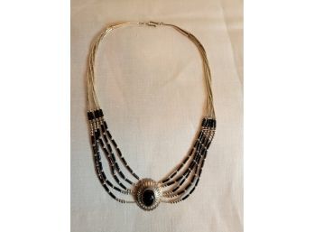 Onyx And Sterling Necklace