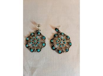 Zuni Turquoise And Silver Earrings
