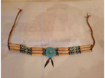 Bone Sterling And Turquoise Choker