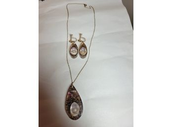 Vintage Costume Necklace Earrings Set
