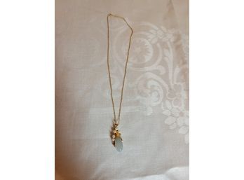 14k Jade Pendant Necklace With Pearls
